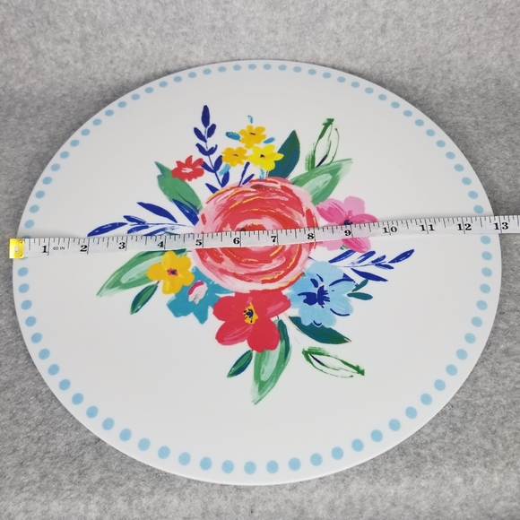 The Pioneer Woman Cheese Board Melamine Serving Tray Platter White Floral Center - Picture 6 of 7